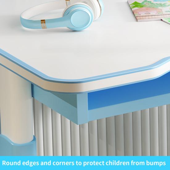 Set Scrivania Studio e Sedia per Bambini, Tavolo da Scrittura Regolabile in Altezza per Bambini Piccoli con Supporto Regolabile per Lettura, Luce LED per Studio, Soggiorno Camera da Letto Extra per Bambini