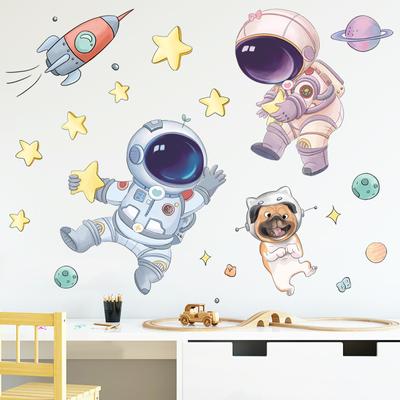 Roztomilé samolepky na zeď vesmírného astronauta pro děti Dekorace na stěnu dětského pokoje je odnímatelná
