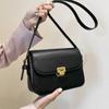 Vintage Buckle Shoulder Bag Solid Color Women's Armpit Bag Korean Small Square Bag  Female