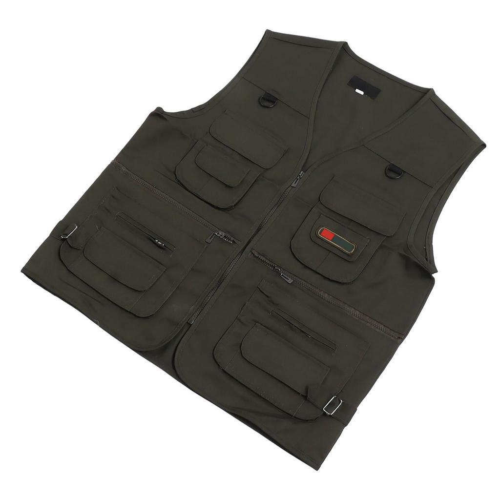 Fishing Vest Waistcoat Multiple Pockets Breathable OD Green Comfortable Vest for Outdoor 2XL