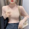 Autumn Winter Knitted High Neck Sweater Women's Solid Color Stretch Slim Bottoming Shirt All-mach Wrinkle Pullover Jumper Top