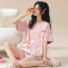 Rabbit Print Women's Pajamas Set Cotton High Quality Pijamas Short Sleeve Nightwear Fashion Lingerie Sleep Wear
