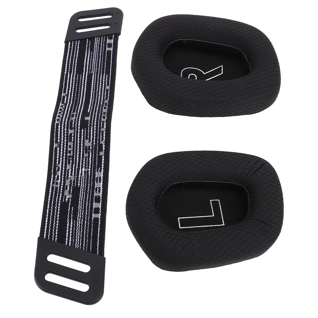 Headset Ear Pads Breathable Mesh High Density Memory Foam Ear Cushions with Headband Straps for G733 Wireless G335