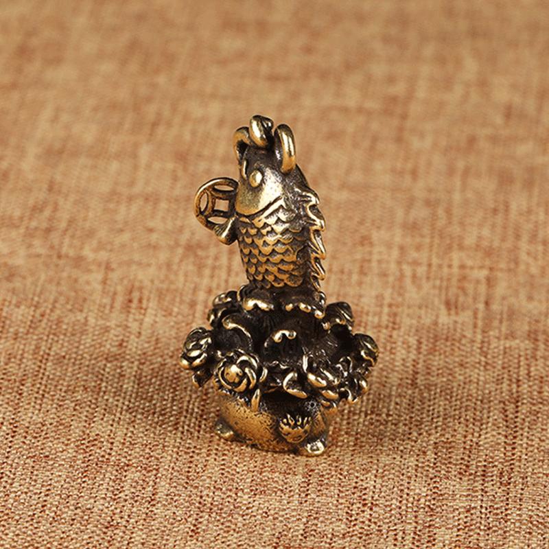 1PC Statue Figurine Reichtum Messing Dekor Wohlstand Chinesischen Stil Ornament Qilin Drachen Glück Tier Fengshui Vintage