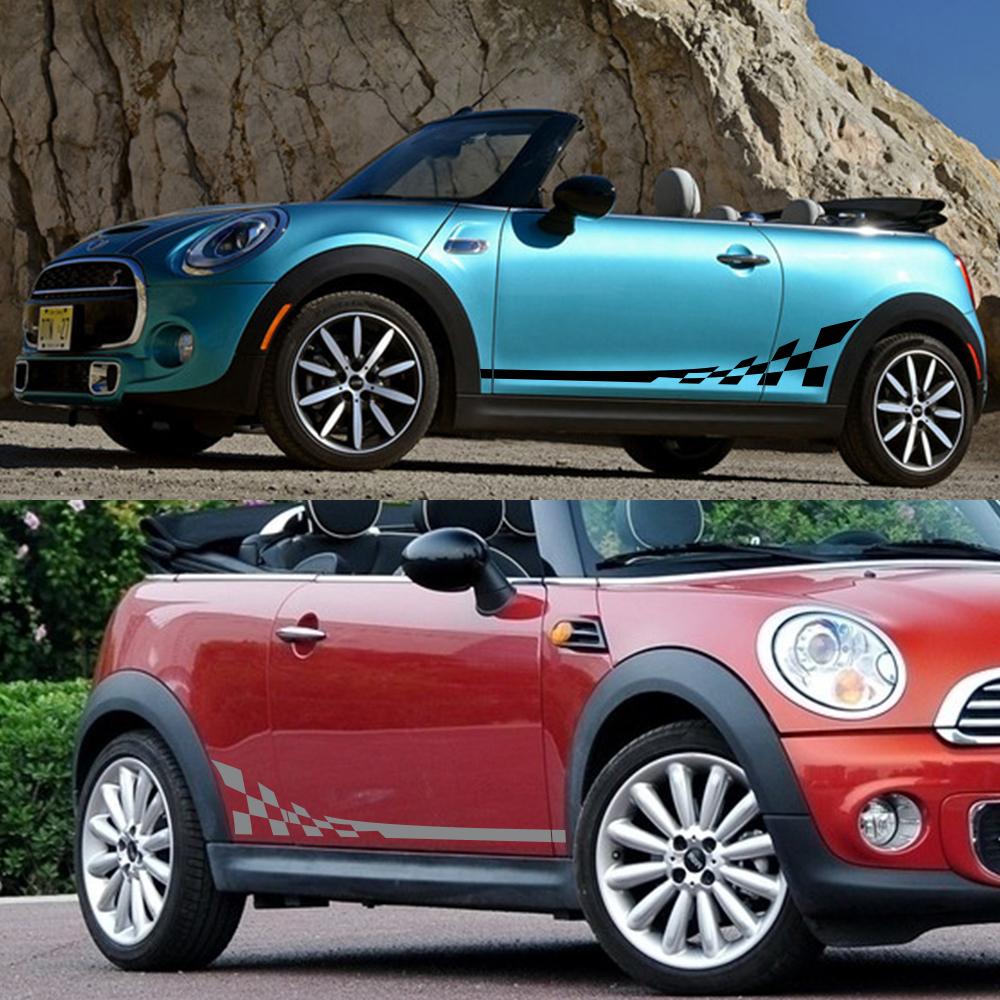 2Pcs Car Door Side Stickers Racing Sport Decal For Mini Cooper R56 R57 R58 R50 R52 R53 R59 R61 Countryman R60 F60 F55 F56 F54