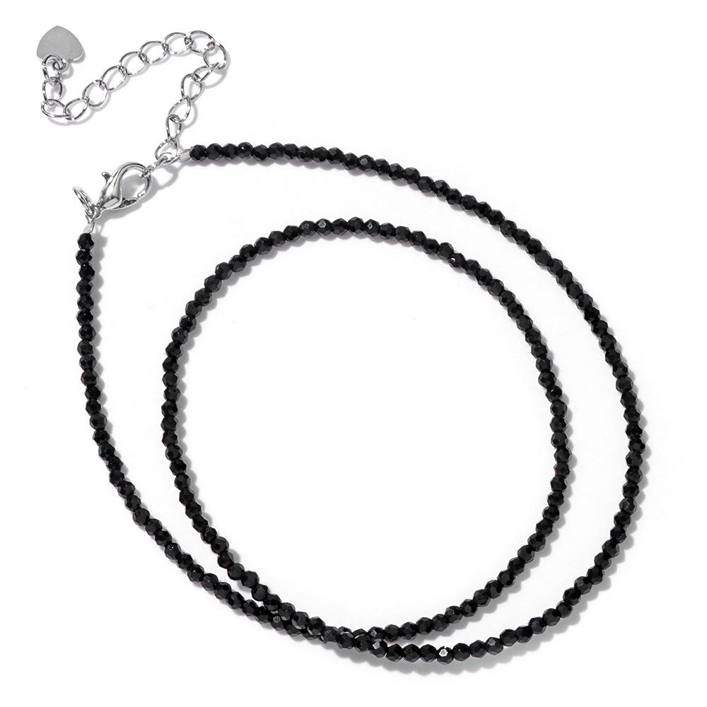 1pc Fashion Faceted 2mm Beads Necklace Mini Natural Stone Amethyst Choker Minimalist Party for Men Women Jewelry Gift