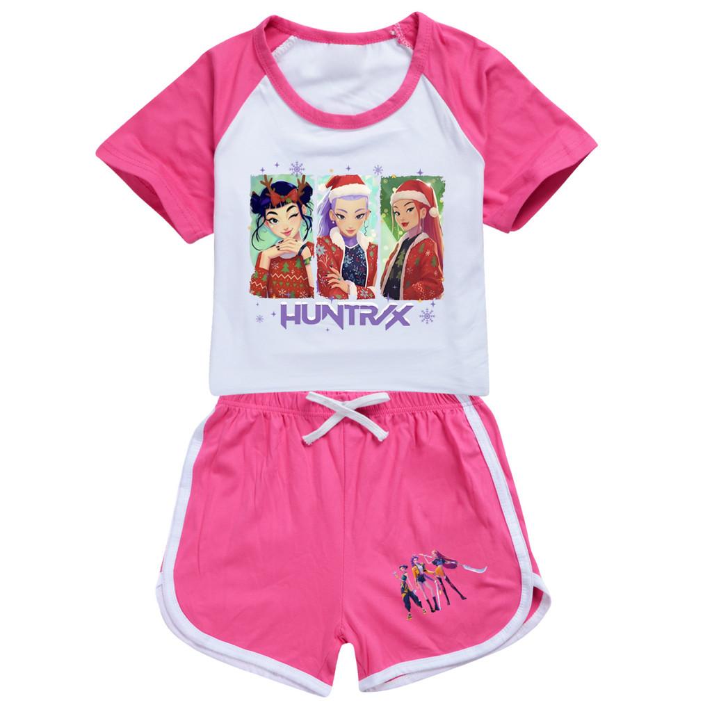5093 Kids Girls Christmas POP Rumi Zoey Mira Print T-shirt Shorts Sport Tracksuit Clothes Set