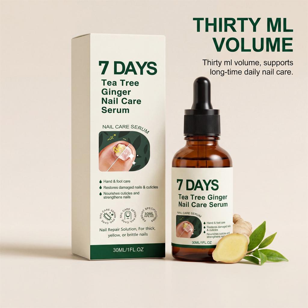 Tea Tree Ginger Nail Care Serum 30ml Nail Essence for Cuticle Repair Nail Strengthening and Nourishing Nail Treatment Solution for Hand and Foot Use