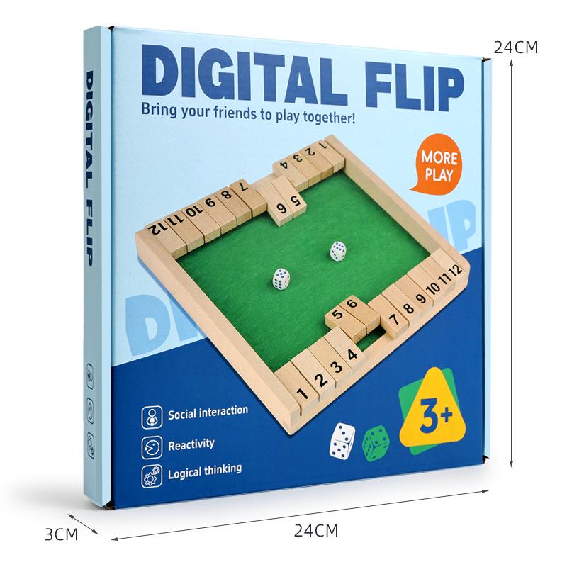 Kids' Wooden Logic Puzzle: Two-Player Number Flip Game for Ages 3+ - Educational & Fun