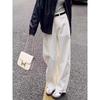 Fleece thickened straight jeans women's winter new high waist loose wide legs thin narrow pants
