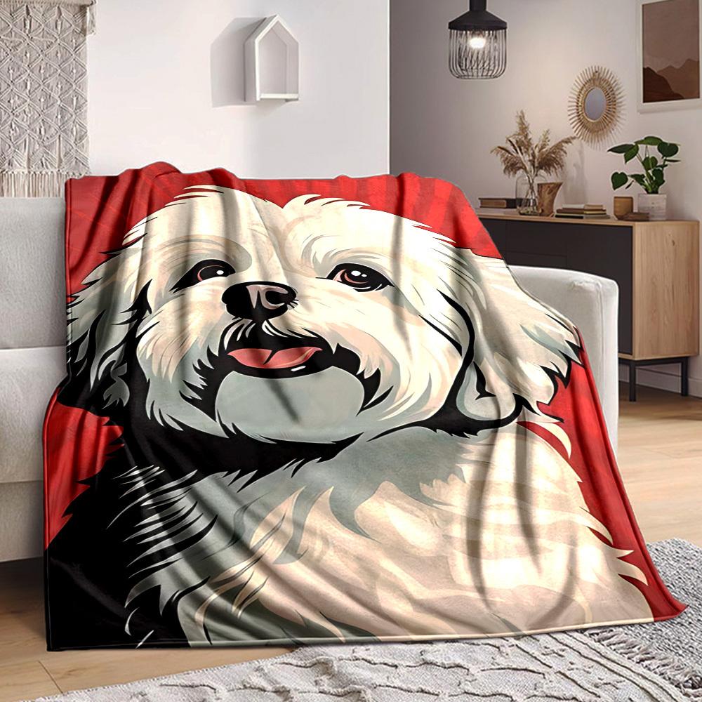 

1pc Maltese dog Blanket - Perfect Gift for Birthdays, Christmas & Halloween- Soft, Warm & Versatile yy250909164 75x90cm