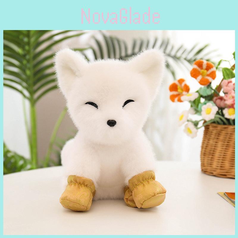 Realistic Snow Fox Plush Toy Soft Stuffed Animal Doll For Kids Ideal Gift