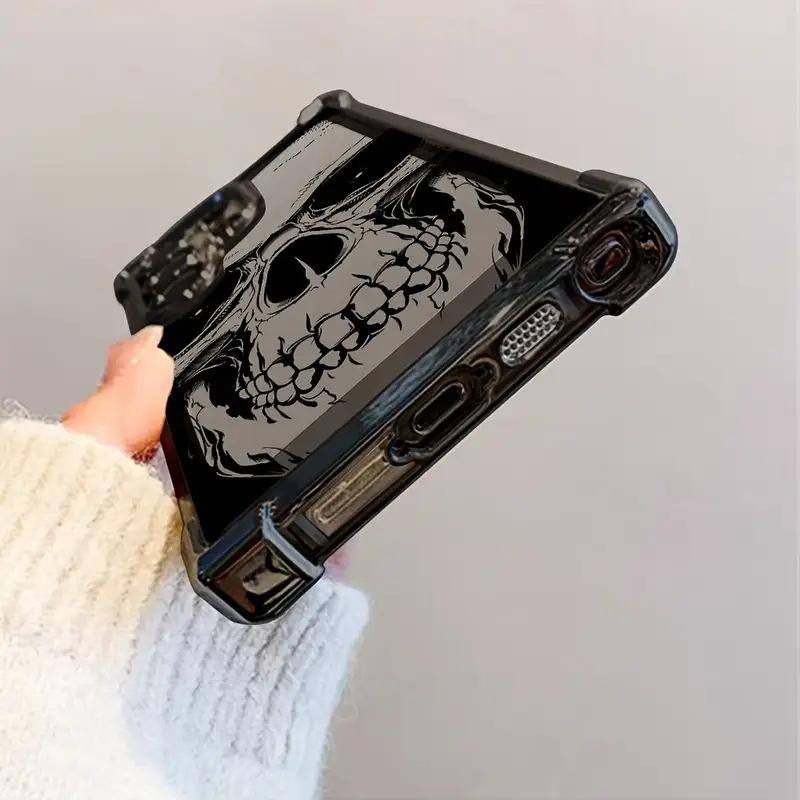 American retro sketch skull mobile phone case Apple 15 electroplated transparent soft case Gothic niche personality protective case