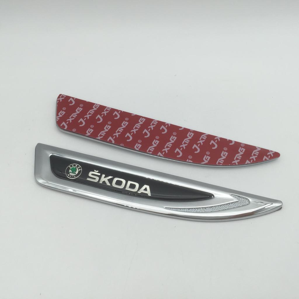 ADZ1 2pcs 3D new for SKODA Car Fender side Emblem Badge Decal rear tail bumper trunk Sticker styling Accessories