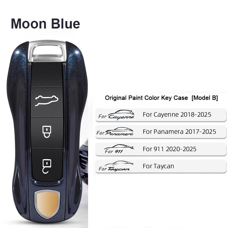 For Porsche Cayenne Mancan Panamera 911 718 Boxster Cayman Taycan 2010-2024 Car Key Paint Case Bordeaux Red Shell Replacement