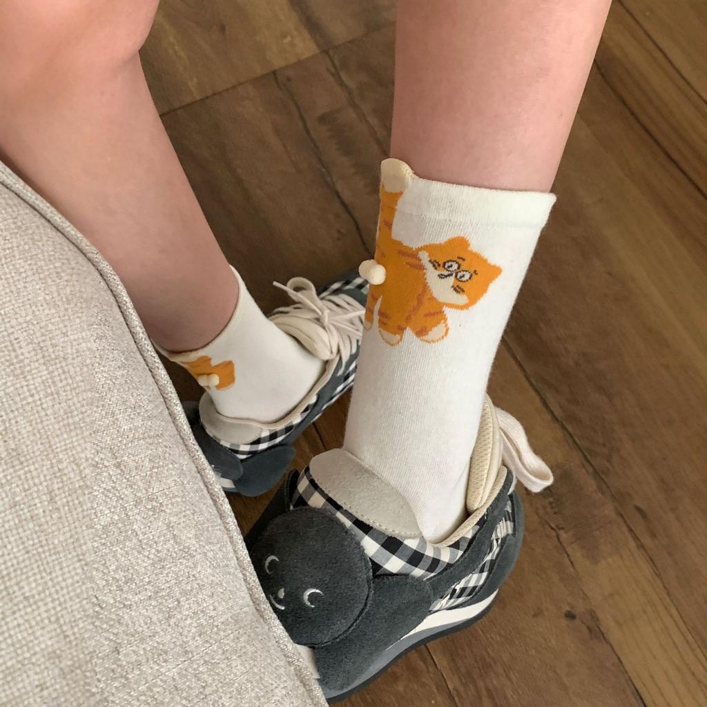 Cat Cartoon Tube Socks Summer Cute Non-Slip Breathable Women'S Socks