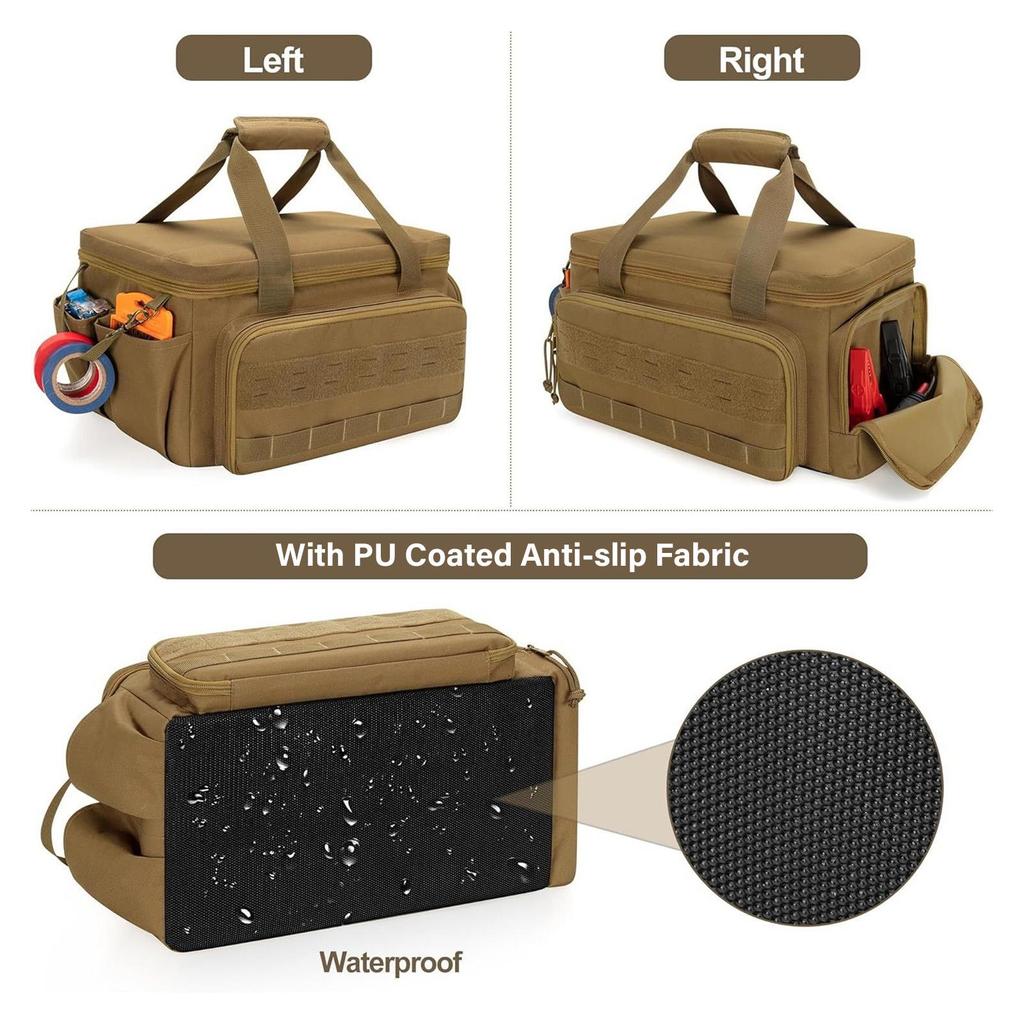 Padded Handle Tool Carry Bag With Wide Opening And Two Way Zippered Access Work Organizer with Elastic Bands