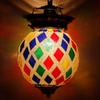 Handcrafted Rhombus Shape Glass Crystal Decorated Mosaic Hanging Light (Multicolour)