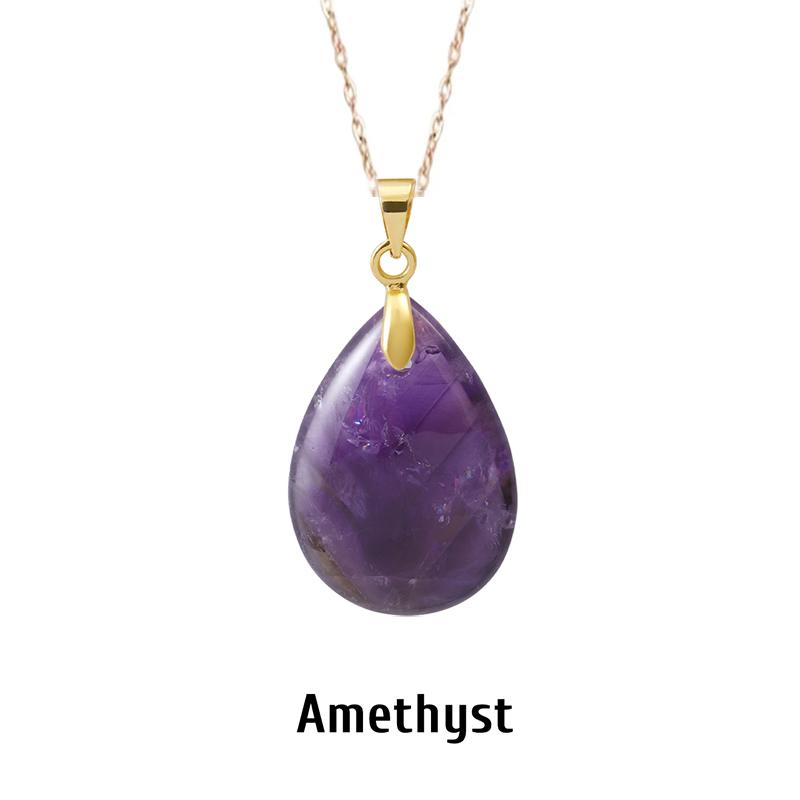 New Fashion Natural Stone Crystal Pendant Teardrop Simple Pendant Necklace Earrings Making Jewelry With Chain Collar