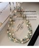 Elegant Green Stone & Mother-of-Pearl Bamboo Necklace – Women's Mixed Metal Choker