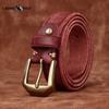 Thickened Genuine Leather Top Layer Cowhide Belt Men's Copper Buckle Rough Edge Fur Bottom Retro Washed Belt