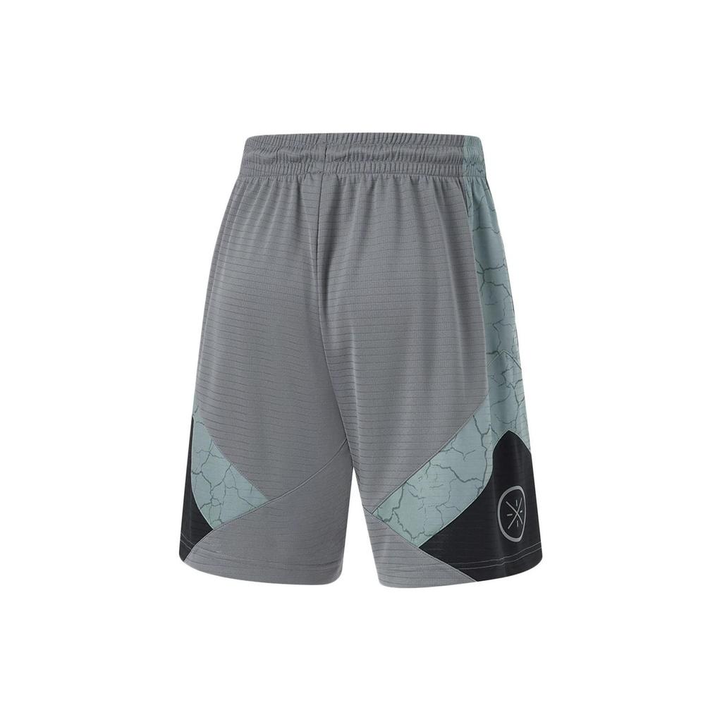 Li Ning Wade Series Letter Splicing Mid-Rise Drawstring Straight-Leg Sports Shorts Men Shorts Shadow-Gray AAPU063-1