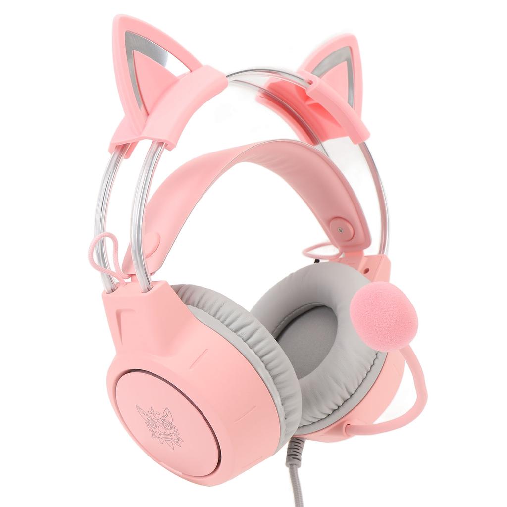 Cat Ear Gaming Headset Roseate RGB Light Adjustable Headband Wired Gaming Headphone with Mic for PC Laptop Game Console