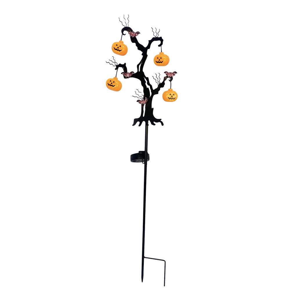 Halloween LED Scary Pumpkin Swaying Lights, LED Solar Halloween Pumpkin Stake Lights, Outdoor Solar Powered Pumpkin Tree For Outside Garden Yard