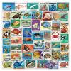 10/30/50pcs Cartoon Retro Marine Life Stamp Stickers DIY Notebook Guitar Skateboard Phone Cool Waterproof Graffiti Sticker Packs