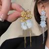Elegant Zirconia Flower Tassel Stud Earrings - Light Luxury Fashion Accessory for Women