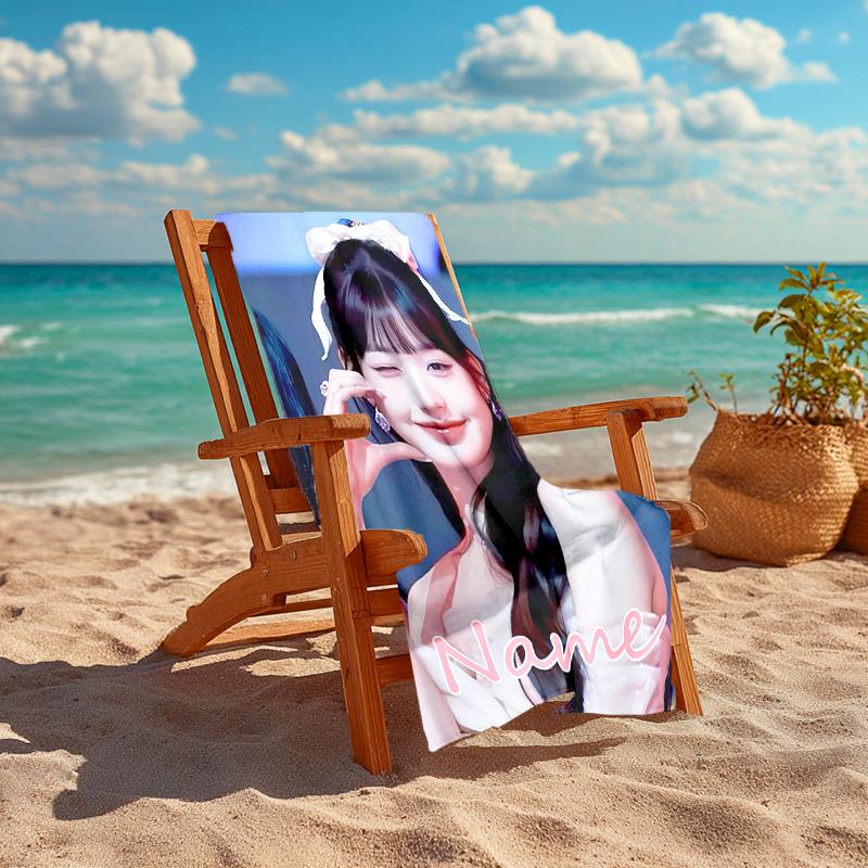 Personalized customized proof beach towel with Wonyoung pattern - soft, absorbent,quick-drying,perfect swimming,camping&bathing