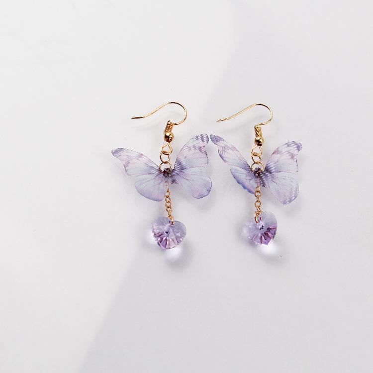 Purple Tassel Butterfly Pearl Earrings: Bold and Elegant Design