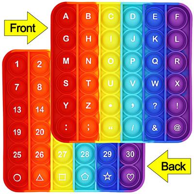 Front Letters Back Numbers 2 In 1 Pop Fidget Toys, Push Its Bubble Sensory Pop Educational Toys, Math Learning Toys for Kids