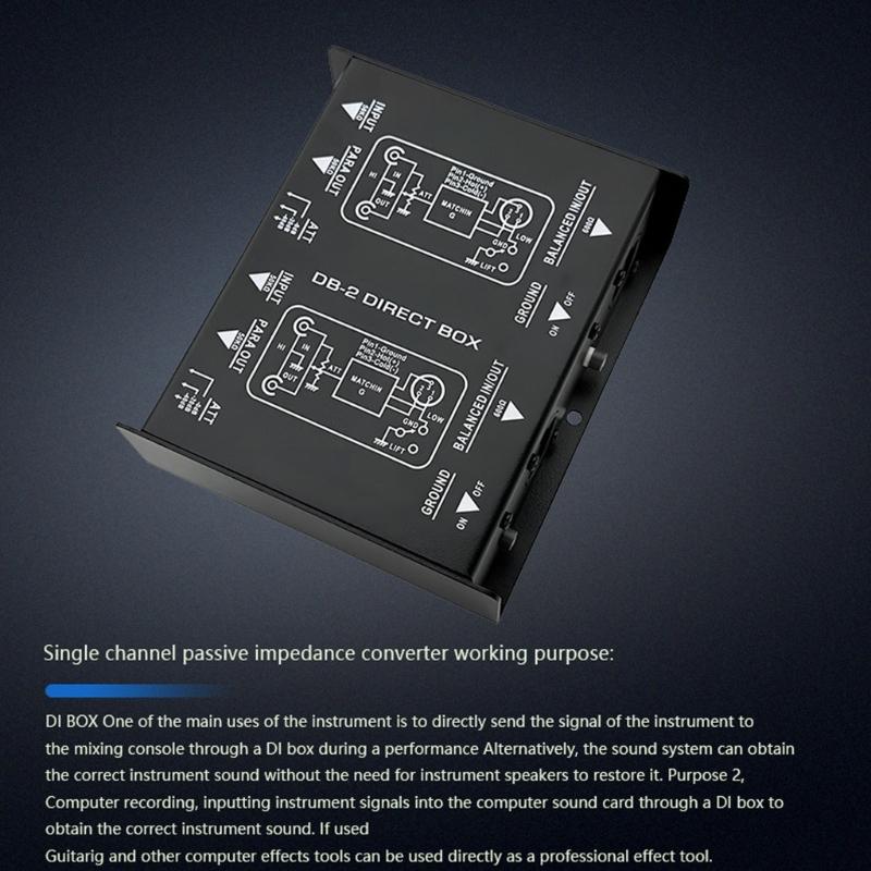 Metal Housing DI Box Double Channel Audios Isolator Hum Eliminators For Studio Recording Stage Use Noise reductions