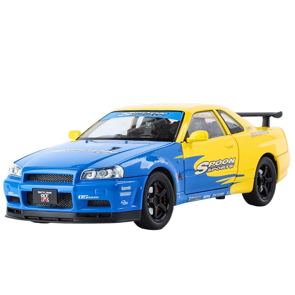1/24 Nissan GTR R34 Skylin Modified Car Alloy Car Model Sound and Light Children's Toy Collectibles Birthday Gift
