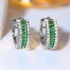Orecchini a clip da donna di lusso con pietre in zircone arcobaleno, ciondolo color argento, per matrimonio, da donna