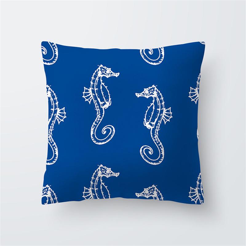 Blue Ocean Starfish Animal Print Pattern Cushion Cover for Home Living Room Sofa Bedroom Decoration Throw Pillow Cover