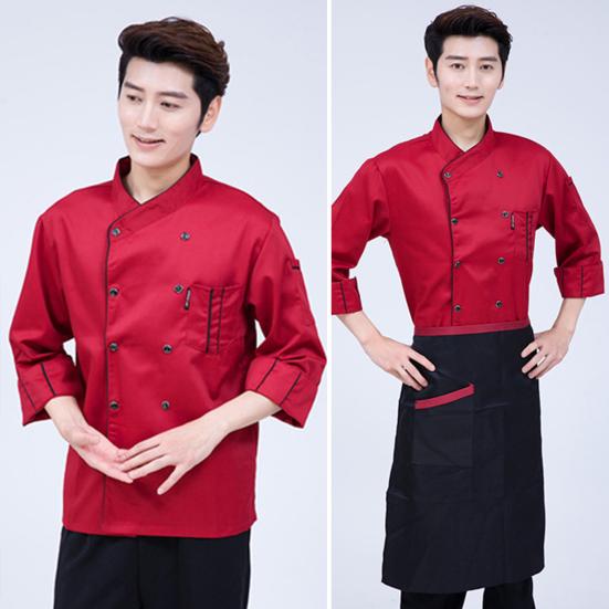 Chef Top Long Sleeves Plus Size Soft Solid Color Stand Collar Dirt Resistant Restaurant Unisex Cardigan Chef Shirt for Work