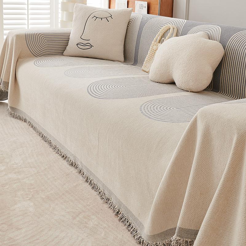 Chenille Four Seasons Universal Line Solid Color Minimalist Home Bedroom Living Room Sofa Integrated Full Cover Towel Cloth