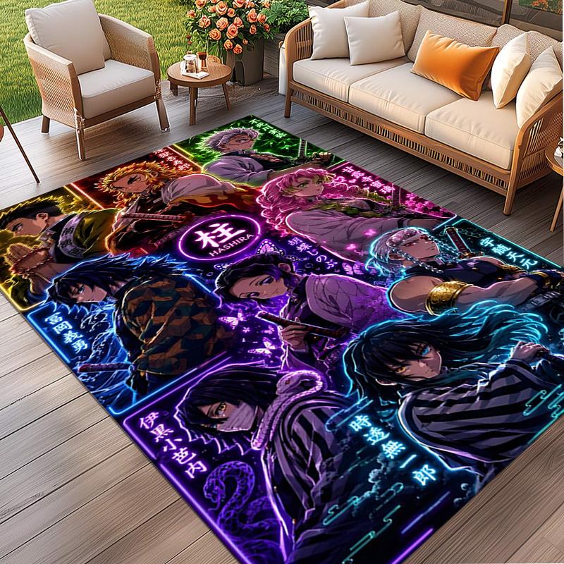 Demon Slayer Print Rug, Washable Floor Carpet, For Entryway Dorm Laundry Room Office Study, Home Decor Birthday Christmas Gift