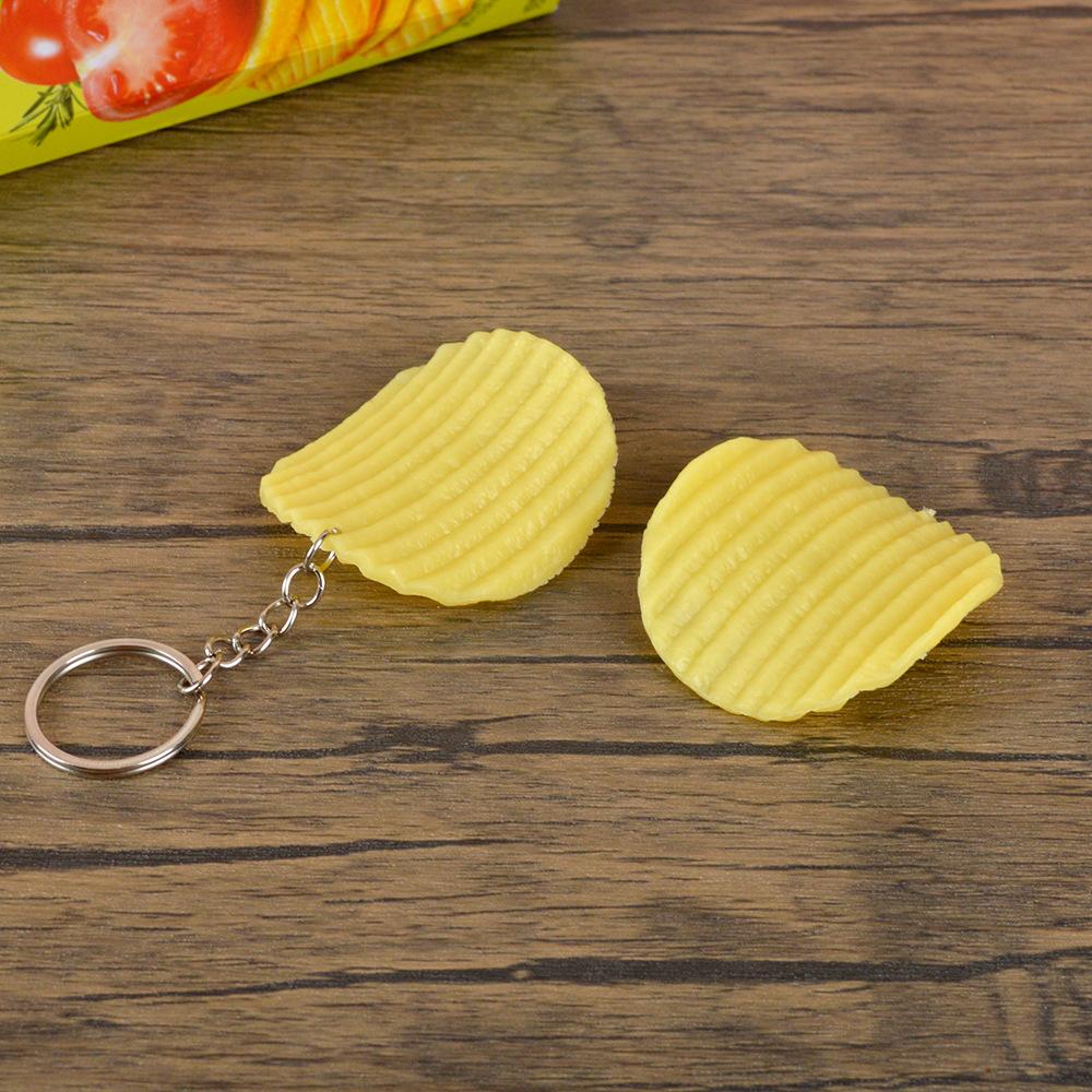 1Pc Simulated Potato Chips Model Simulated Food Snack Potato Chips Props 1:1 Fake Potato Chips Food Game Keychain Pendant