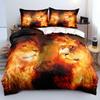 Wolf and Lion Animals 3D Duvet Cover Set Microfiber Quilt Cover 2 Piece with Pillowcases 50x75cm (without Filler) for Kids Teen
