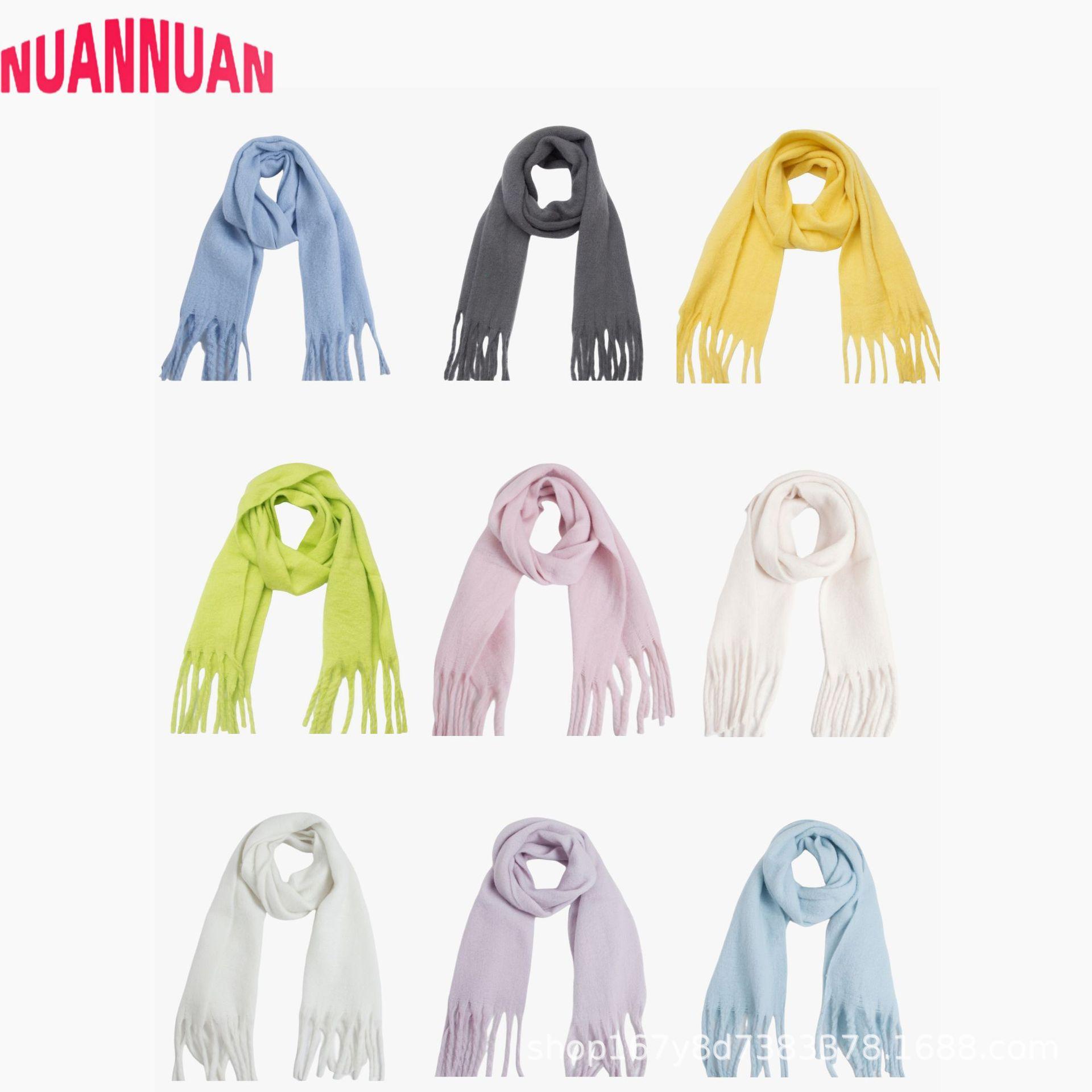 

Sea hair scarf solid color small sweet potato warm medium and long scarf winter shawl scarf 180*50 світло-фіолетового кольору