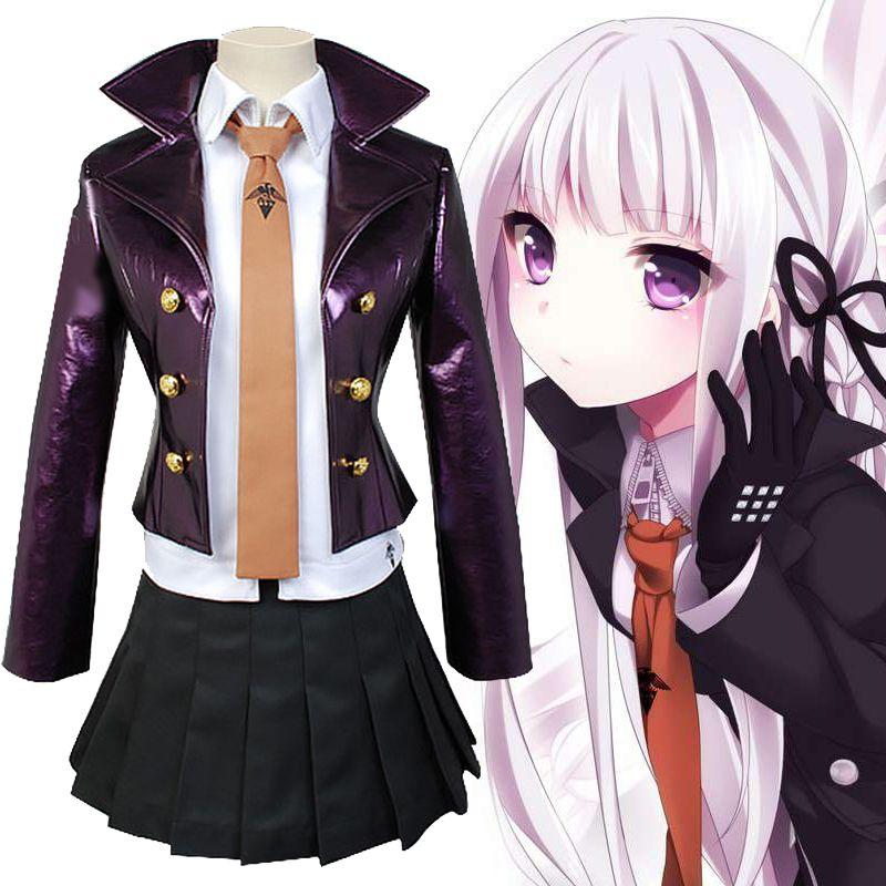 Danganronpa Kyoko Danganronpa Kirigiri Cosplay Costume Dress Set Gloves With