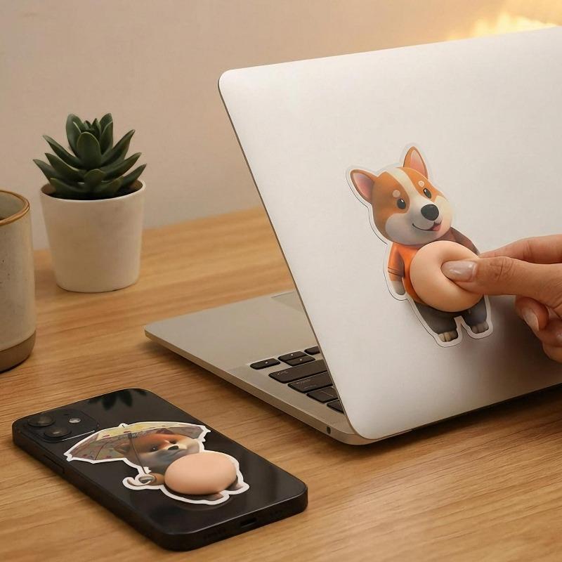 10/1Pcs Stress Relief Stickers Creative Cartoon Dog Belly Pinching Stickers for Phone Notebook Gifts Decor Festival Supplies