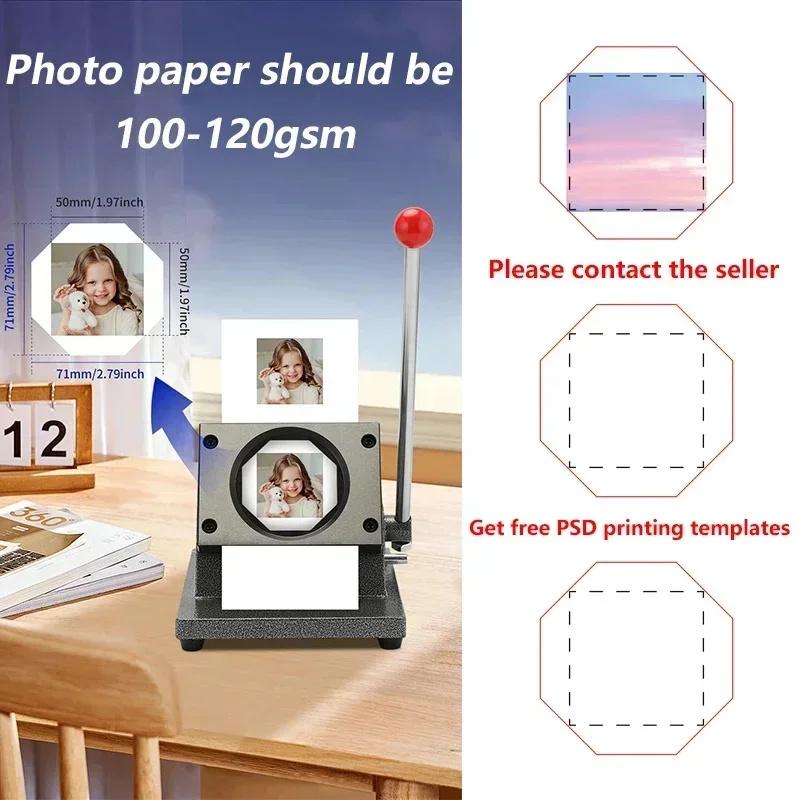 2x2" (Machine+Cutter+100 Magnets)Or(1000 Magnets Material) DIY Custom Photo Kit Fridge Magnet Button Maker Machine Refrigerator