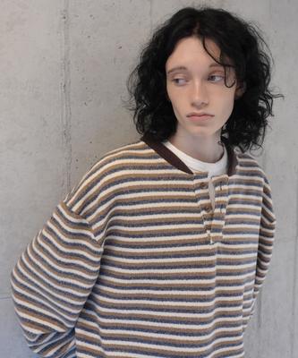 AZENDER Brushed Round Stripe Beige