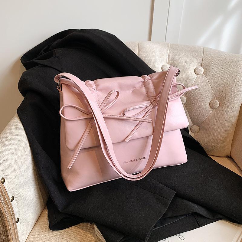

Bow fashion foreign style small bag women s armpit bag 2024 new temperament simple solid color messenger bag small square bag рожевий