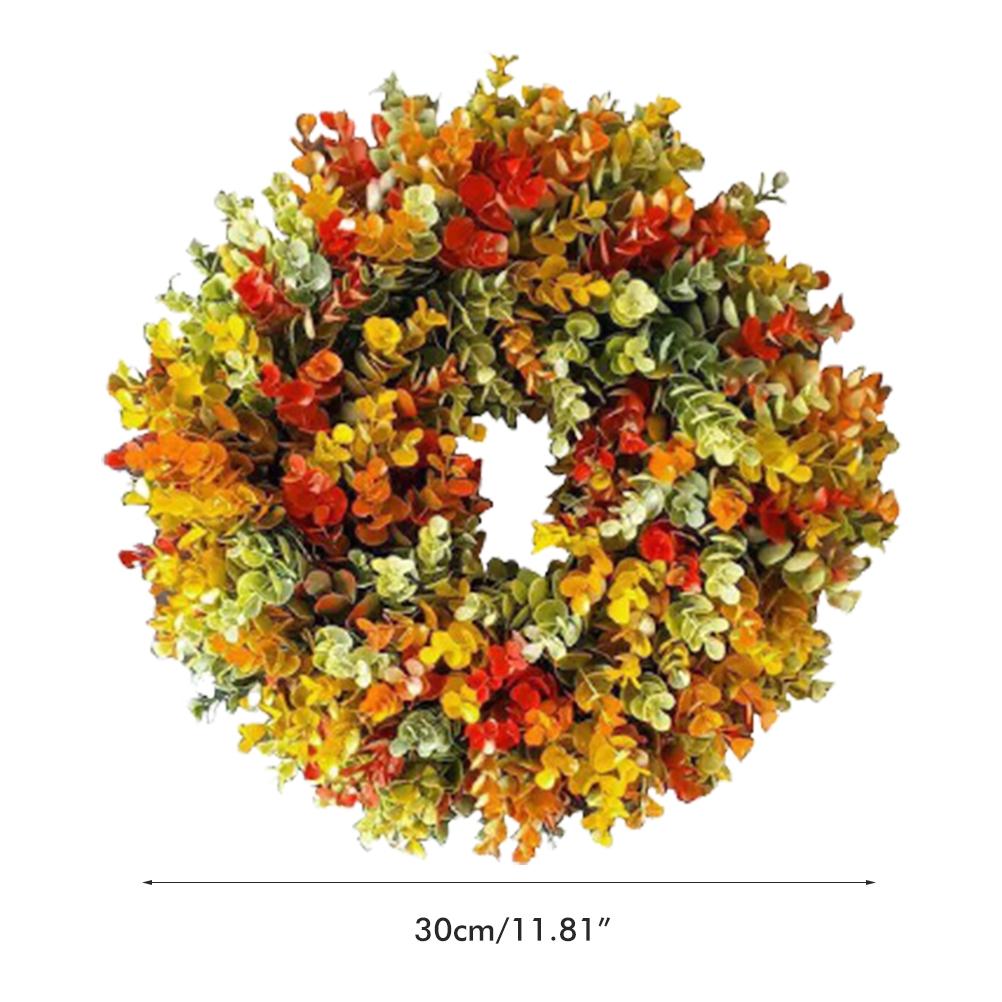 

Simulation Autumn Wreath Front Door Garland Fall Eucalyptus Wreath for Front Door Thanksgiving Halloween Christmas Decorations