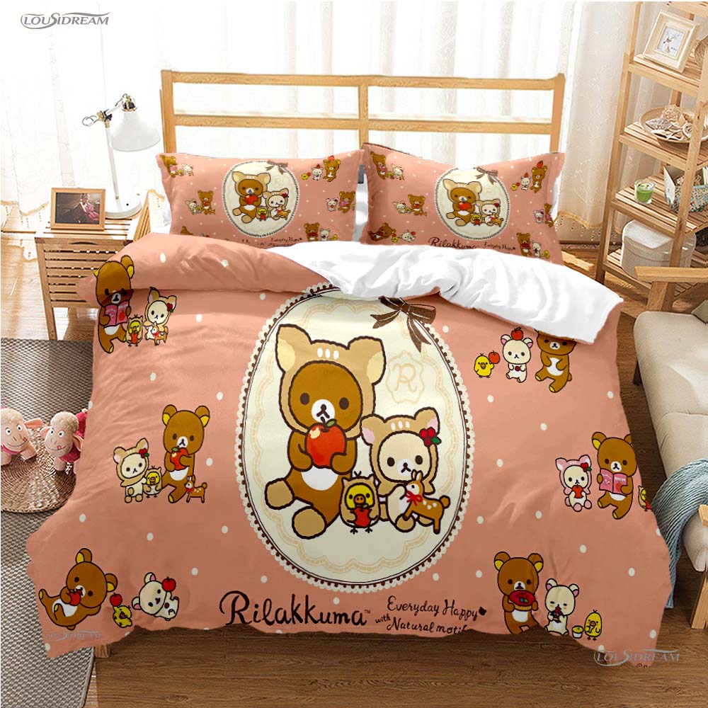 Cute Cartoon M-MAMEGOMA All Season Duvet Cover Kawaii Bedding Set Soft Quilt Cover and Pillowcases Teen Single/Double/Queen/King